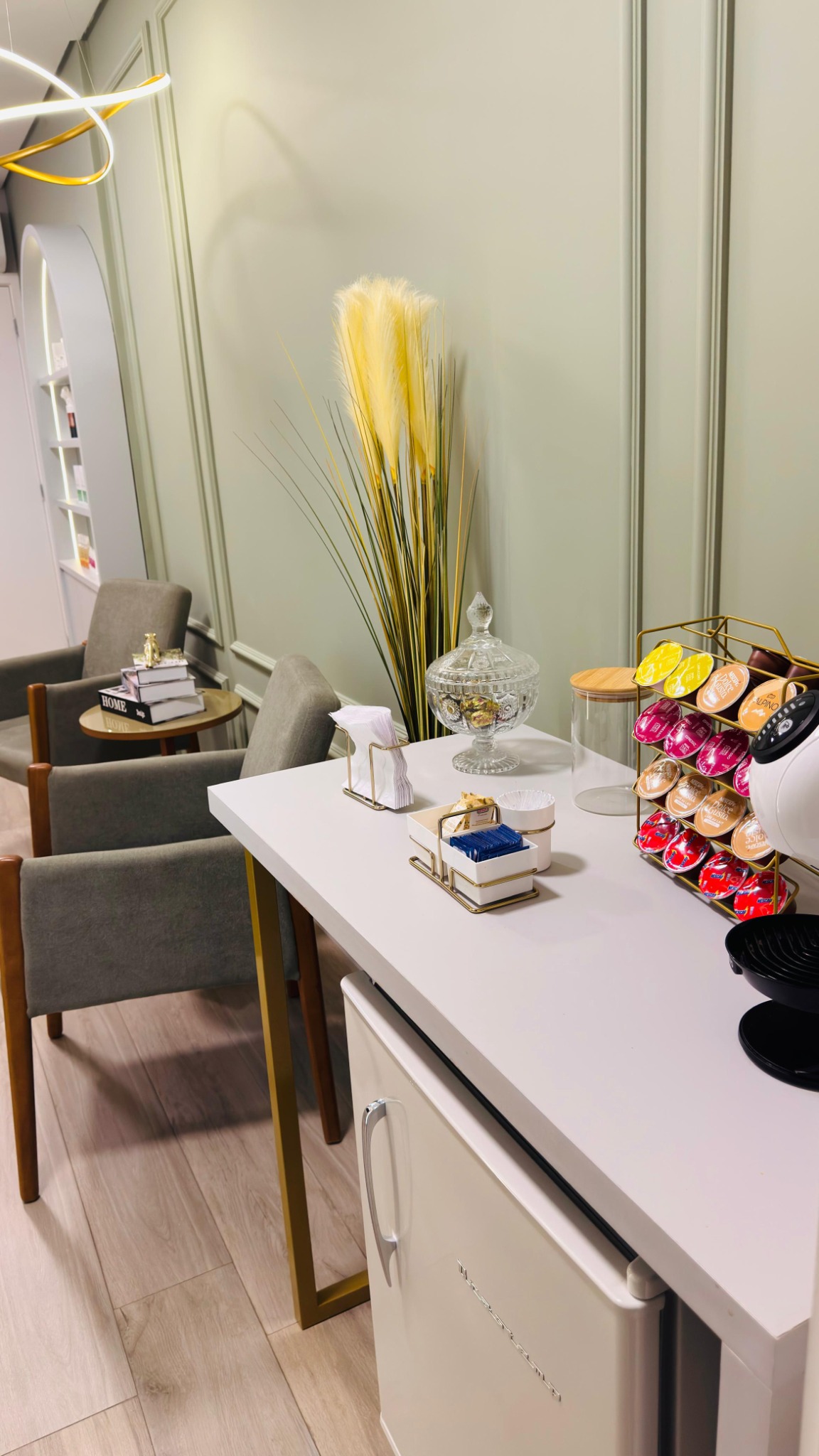 Espaço de acolhimento da Natália Skin Clinic